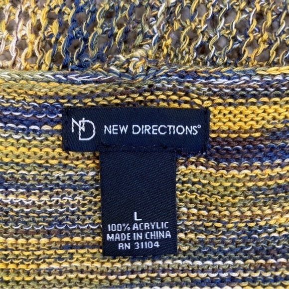 New Directions Boho Open Knit Crochet Waterfall Vest Duster Piratecore Indie L - Picture 13 of 16